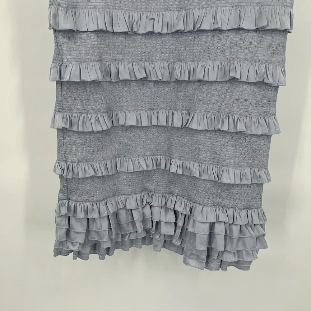 V. Chapman Lotus Ruffle Bodycon Tie Sleeve Midi Dress in Arctic Ice 10 NWT - Picture 3 of 9